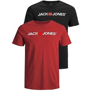 JACK & JONES T-shirt 3-pack logótipo O-Neck T-shirt, Pacote de 2 multicolorido (Rio Red/Black) JACK & JONES T-shirt 3-pack logótipo O-Neck T-shirt, Pacote de 2 multicolorido (Rio Red/Black)