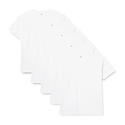 Fruit of the Loom T-shirt de manga curta super premium para homem, embalagem de 5 unidades,, Branco, Médio Fruit of the Loom T-shirt de manga curta super premium para homem, embalagem de 5 unidades,, Branco, Médio