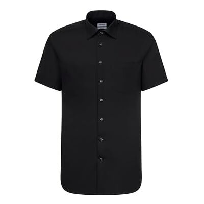 Seidensticker Homem regular Fit Kurzarm camisa de vestir, Preto (001001) Seidensticker Homem regular Fit Kurzarm camisa de vestir, Preto (001001)