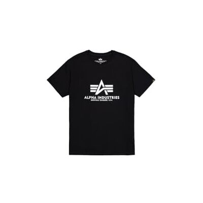 Alpha Basic Foil Print T-shirt opaca para homem, Preto (Black 03) Alpha Basic Foil Print T-shirt opaca para homem, Preto (Black 03)