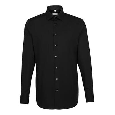 Seidensticker Super Schmal Bügelfrei Stretch camisa para homem, Preto e vinho: Seidensticker Super Schmal Bügelfrei Stretch camisa para homem, Preto e vinho: