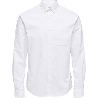 Only & Sons Camisa Oxford ONSALVARO Camisa Oxford, Branco-3, L Only & Sons Camisa Oxford ONSALVARO Camisa Oxford, Branco-3, L