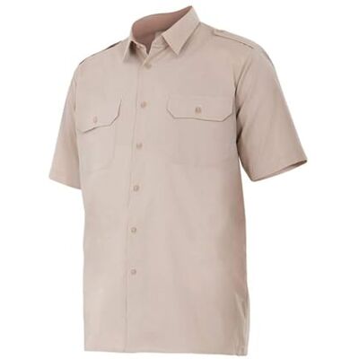 VELILLA 532; camisa de manga curta com galoneiras; cor bege; tamanho XXL VELILLA 532; camisa de manga curta com galoneiras; cor bege; tamanho XXL