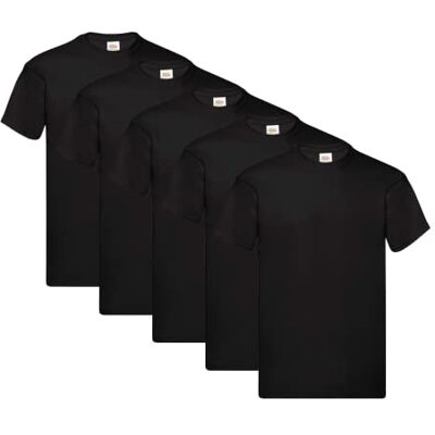 Fruit of the Loom T-shirt para homem (conjunto de 5) Normal S Preto (Preto) Fruit of the Loom T-shirt para homem (conjunto de 5) Normal S Preto (Preto)