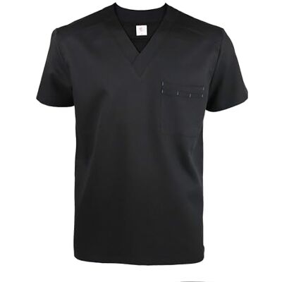JONATHAN UNIFORM Casaco sanitário homem médico decote em V manga curta, roupa de trabalho para homem pijama saúde enfermeira dentista, Preto cor, Médio JONATHAN UNIFORM Casaco sanitário homem médico decote em V manga curta, roupa de trabalho para homem pijama saúde enfermeira dentista, Preto cor, Médio