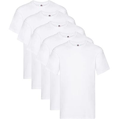 Fruit of the Loom T-shirt para homem (conjunto de 5) Normal XXL Blanco (White) Fruit of the Loom T-shirt para homem (conjunto de 5) Normal XXL Blanco (White)