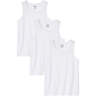 ATLAS FOR MEN Pacote de 3 camisolas sem manga lisa T-shirts sem mangas para homem Disponível em tamanhos grandes de M a 5XL ATLAS FOR MEN Pacote de 3 camisolas sem manga lisa T-shirts sem mangas para homem Disponível em tamanhos grandes de M a 5XL