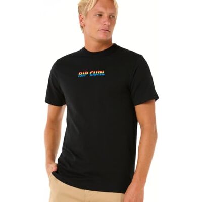 RIP CURL T-shirt gráfica de manga curta com gola redonda para homem, ajuste padrão, t-shirt de manga curta com gola redonda, ajuste padrão RIP CURL T-shirt gráfica de manga curta com gola redonda para homem, ajuste padrão, t-shirt de manga curta com gola redonda, ajuste padrão