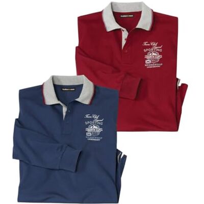 ATLAS FOR MEN Lote de 2 polos de manga comprida para homem Disponível em tamanhos grandes, do M ao 5XL ATLAS FOR MEN Lote de 2 polos de manga comprida para homem Disponível em tamanhos grandes, do M ao 5XL