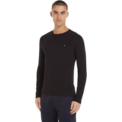 Tommy Hilfiger Stretch Slim Fit Long Sleeve Tee Blusa, preto (preto), XXL para homem Tommy Hilfiger Stretch Slim Fit Long Sleeve Tee Blusa, preto (preto), XXL para homem