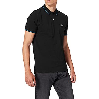 Lee Camisa Polo Pique para Homem, preto e azul marinho:, 4XL Lee Camisa Polo Pique para Homem, preto e azul marinho:, 4XL