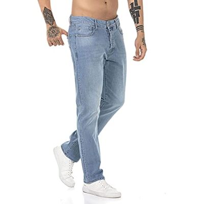RED BRIDGE Calças de ganga para homem Jeans Denim Pants estilo Straight Cut, azul claro, 38 W/34 L RED BRIDGE Calças de ganga para homem Jeans Denim Pants estilo Straight Cut, azul claro, 38 W/34 L