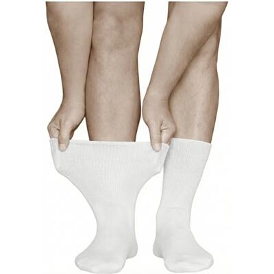 vitsocks Meias Extra Larga Diabéticas Sem Compressão Masculina (3 PARES) Para Pés Hinchados, Branco vitsocks Meias Extra Larga Diabéticas Sem Compressão Masculina (3 PARES) Para Pés Hinchados, Branco