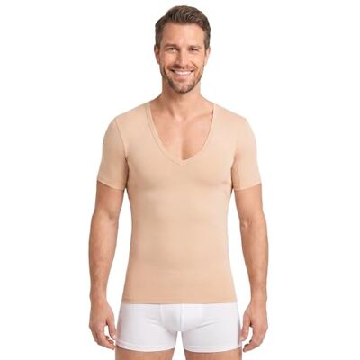 FINN T-shirt interior anti-suor para homem, decote em V extra profundo Dez centímetros mais abaixo: não aparece nem com a camisa muito aberta. Modal Lenzing, em branco, cor de carne ou preto FINN T-shirt interior anti-suor para homem, decote em V extra profundo Dez centímetros mais abaixo: não aparece nem com a camisa muito aberta. Modal Lenzing, em branco, cor de carne ou preto