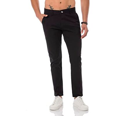 RED BRIDGE Calças para Homem Chino-Calças de Algodão Stretch Elegantes, Preto, 32 W/30 L RED BRIDGE Calças para Homem Chino-Calças de Algodão Stretch Elegantes, Preto, 32 W/30 L