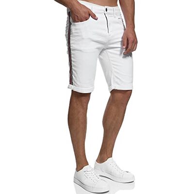 Indicode Fife Shorts Calças de ganga com 5 bolsos, Branco e ouro Indicode Fife Shorts Calças de ganga com 5 bolsos, Branco e ouro