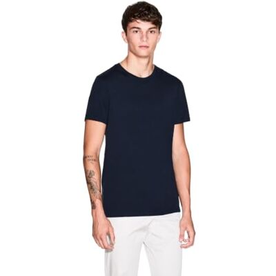 Giorgio Armani Pima Round Neck T-shirt para homem, azul (Navy 1510), XXL Giorgio Armani Pima Round Neck T-shirt para homem, azul (Navy 1510), XXL