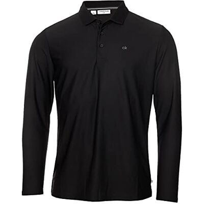 Calvin Homem de Manga Comprida, Polo de Golf Central, Preto Calvin Homem de Manga Comprida, Polo de Golf Central, Preto