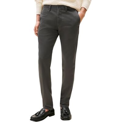 Tommy Hilfiger Calças Masculinas Core Bleecker 1985 Algodão Pima Chino, Cinzento (Dark Ash) Tommy Hilfiger Calças Masculinas Core Bleecker 1985 Algodão Pima Chino, Cinzento (Dark Ash)
