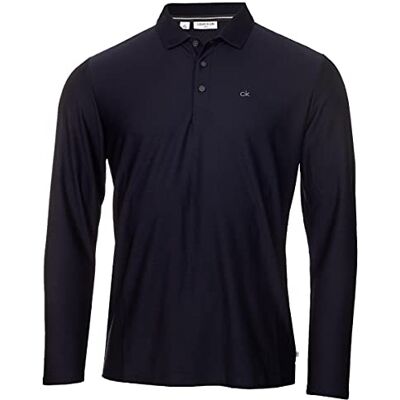 Calvin Homem de Manga Longa, Polo de Golf Central, marinha Calvin Homem de Manga Longa, Polo de Golf Central, marinha