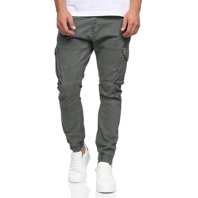 Indicode Homens Alex calças cargo de algodão com 6 bolsos, Ferro, M Indicode Homens Alex calças cargo de algodão com 6 bolsos, Ferro, M