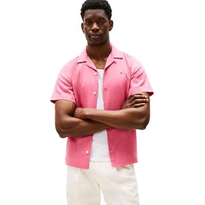 Tommy Hilfiger Camisa de manga curta para homem, rosa (rosa vintage), Médio Tommy Hilfiger Camisa de manga curta para homem, rosa (rosa vintage), Médio