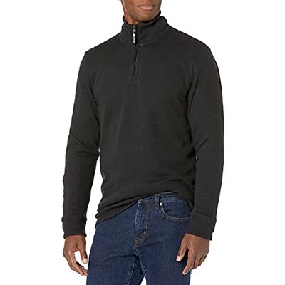 Amazon Essentials Camisola de Ribana Francesa com Fecho de um Quarto para Homem, Efeito Lavagem Preto, XL Amazon Essentials Camisola de Ribana Francesa com Fecho de um Quarto para Homem, Efeito Lavagem Preto, XL
