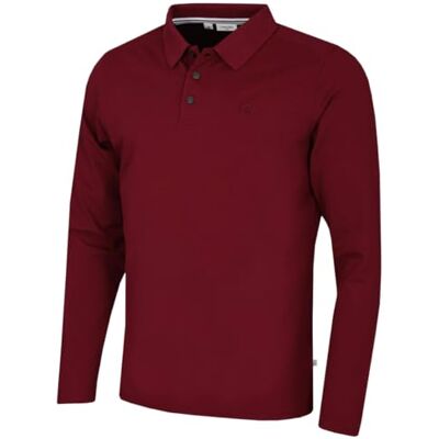 Calvin Polo golfe elástico manga comprida 2024 homem, Vinho, Pequeno Calvin Polo golfe elástico manga comprida 2024 homem, Vinho, Pequeno