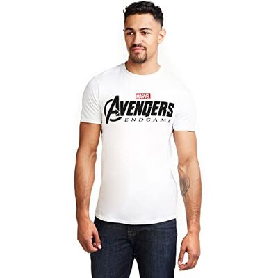 Marvel Avengers Endgame Logo t-shirt para homem, Branco e ouro, M Marvel Avengers Endgame Logo t-shirt para homem, Branco e ouro, M