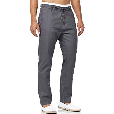 Indicode Homens Veneto Calça de Tecido de Linho e Algodão, Ferro, L Indicode Homens Veneto Calça de Tecido de Linho e Algodão, Ferro, L