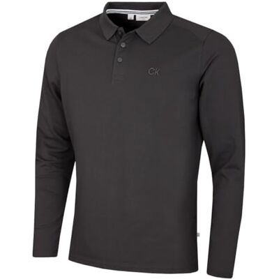 Calvin Polo golfe elástico manga comprida 2026 homem, Carvão, 3XL Calvin Polo golfe elástico manga comprida 2026 homem, Carvão, 3XL