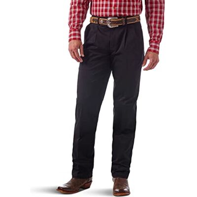 Wrangler Riata Pleated Relaxed Fit Casual Pant Calças para homem, Preto (, 38 W/32 L Wrangler Riata Pleated Relaxed Fit Casual Pant Calças para homem, Preto (, 38 W/32 L