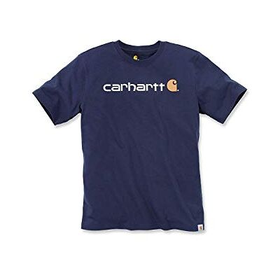 Carhartt Relaxed Fit Heavyweight Short-Sleeve Logo Graphic T-Shirt, Camisa de utilidade de trabalho, Azul Marinho Carhartt Relaxed Fit Heavyweight Short-Sleeve Logo Graphic T-Shirt, Camisa de utilidade de trabalho, Azul Marinho