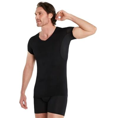 FINN T-shirt anti-suor para homem, manga extra curta, invisível sob polo, Preto FINN T-shirt anti-suor para homem, manga extra curta, invisível sob polo, Preto