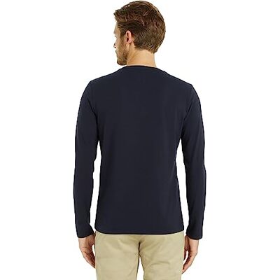 Tommy Hilfiger T-shirt de manga comprida para homem Stretch Slim Fit de algodão, azul (Desert Sky), XXXL Tommy Hilfiger T-shirt de manga comprida para homem Stretch Slim Fit de algodão, azul (Desert Sky), XXXL