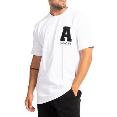 Subliminal Mode Subliminal T-shirt de manga curta para homem, algodão, com bordado com letra A, estilo clássico de moda, básico, corte clássico BX128, branco, M Subliminal Mode Subliminal T-shirt de manga curta para homem, algodão, com bordado com letra A, estilo clássico de moda, básico, corte clássico BX128, branco, M