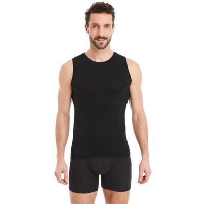 FINN T-shirt interior Business para homem sem mangas com gola redonda t-shirt interior de tecido original Lenzing® Modal a t-shirt debaixo de camisas e fatos, Preto FINN T-shirt interior Business para homem sem mangas com gola redonda t-shirt interior de tecido original Lenzing® Modal a t-shirt debaixo de camisas e fatos, Preto