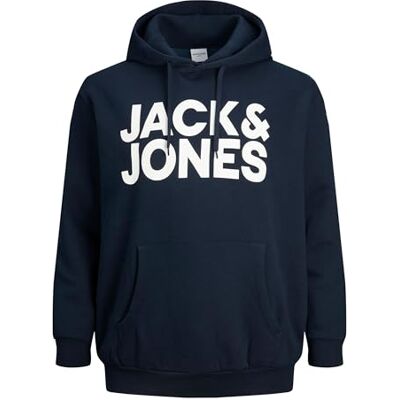 JACK & JONES Camisola com capuz para homem, tamanho grande, logotipo, Navy Blazer 3, 6XL JACK & JONES Camisola com capuz para homem, tamanho grande, logotipo, Navy Blazer 3, 6XL
