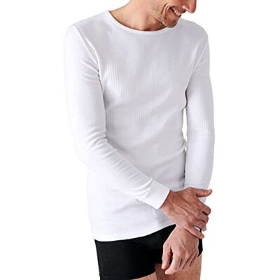 Damart T-shirt Thermolactyl decote redondo, canelé polar, manga comprida t-shirt para homem, Branco, Pequeno Damart T-shirt Thermolactyl decote redondo, canelé polar, manga comprida t-shirt para homem, Branco, Pequeno
