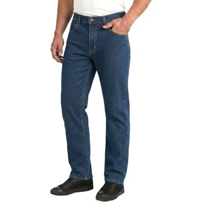Lee Cooper LCPNT219 Calças de ganga elásticas com lavagem de 5 bolsos para homem, Azul Marinho, 36W / 29L Lee Cooper LCPNT219 Calças de ganga elásticas com lavagem de 5 bolsos para homem, Azul Marinho, 36W / 29L