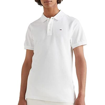 Tommy Hilfiger T-shirt polo masculina Organic Cotton Fine Pique Slim Polo (embalagem de 1), Branco, Pequeno Tommy Hilfiger T-shirt polo masculina Organic Cotton Fine Pique Slim Polo (embalagem de 1), Branco, Pequeno