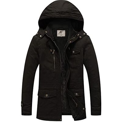 WenVen Casacos com capuz para homem, parka quente de inverno corta-vento, casaco de algodão, uso ar livre, estilo militar, homem WenVen Casacos com capuz para homem, parka quente de inverno corta-vento, casaco de algodão, uso ar livre, estilo militar, homem