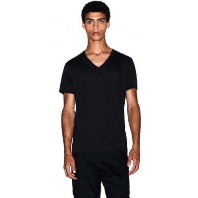 Giorgio Armani Pima Cotton V-Neck t-shirt para homem, Preto (Black 1200), M Giorgio Armani Pima Cotton V-Neck t-shirt para homem, Preto (Black 1200), M
