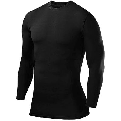 PowerLayer T-shirt de compressão térmica para homem, manga comprida, t-shirts térmicas de gola curta, Preto, M PowerLayer T-shirt de compressão térmica para homem, manga comprida, t-shirts térmicas de gola curta, Preto, M