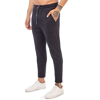 RED BRIDGE Calças xadrez para homens com cintura elástica casual cinzento escuro L RED BRIDGE Calças xadrez para homens com cintura elástica casual cinzento escuro L