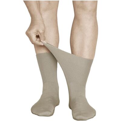 vitsocks Meias Extra Larga Diabéticas Sem Compressão Masculinas (3 PARES) Para Pés Hinchados, Bege vitsocks Meias Extra Larga Diabéticas Sem Compressão Masculinas (3 PARES) Para Pés Hinchados, Bege