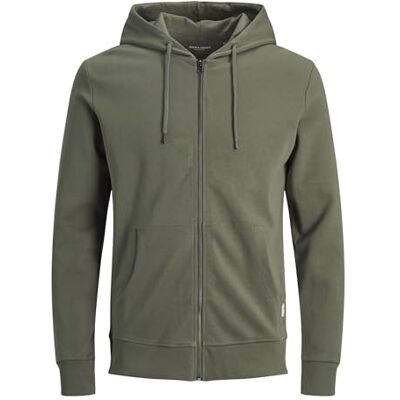 JACK & JONES Hoodie com Fecho Plain Hoodie com Fecho, Verde (Dusty Olive), XL JACK & JONES Hoodie com Fecho Plain Hoodie com Fecho, Verde (Dusty Olive), XL