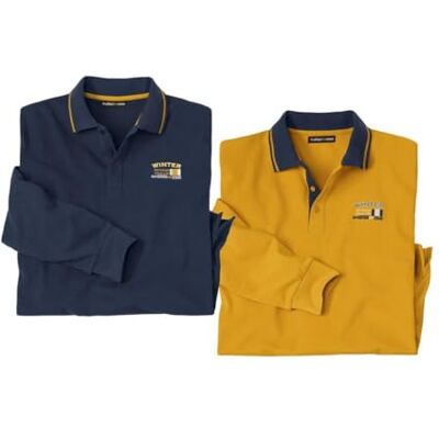 ATLAS FOR MEN Lote de 2 Polos Homem Manga Comprida Máxima Conforto Disponível em Tamanhos Grandes da M até a 5XL ATLAS FOR MEN Lote de 2 Polos Homem Manga Comprida Máxima Conforto Disponível em Tamanhos Grandes da M até a 5XL