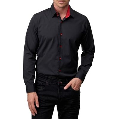 Subliminal Mode Camisa de vestir para homem, Preto e vermelho, XL Subliminal Mode Camisa de vestir para homem, Preto e vermelho, XL