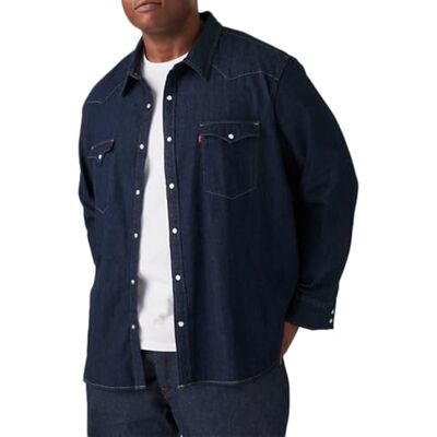 Levi's Big and Tall Big Classic Western camisa para homem Normal XXL Red Cast Rinse Takedown H2 19 Levi's Big and Tall Big Classic Western camisa para homem Normal XXL Red Cast Rinse Takedown H2 19